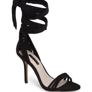 TOPSHOP Ramona Ankle Tie Suede Heels 5.5